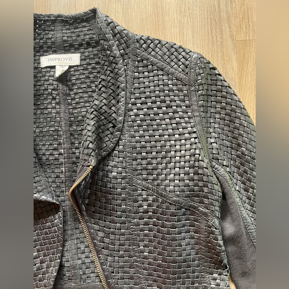 Improvd Woven 100% Genuine Leather Jacket Size XS - Picture 4 of 14